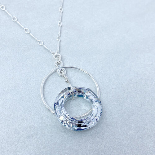 sterling silver crystal cosmic ring necklace