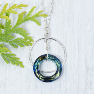 sterling silver crystal cosmic ring necklace
