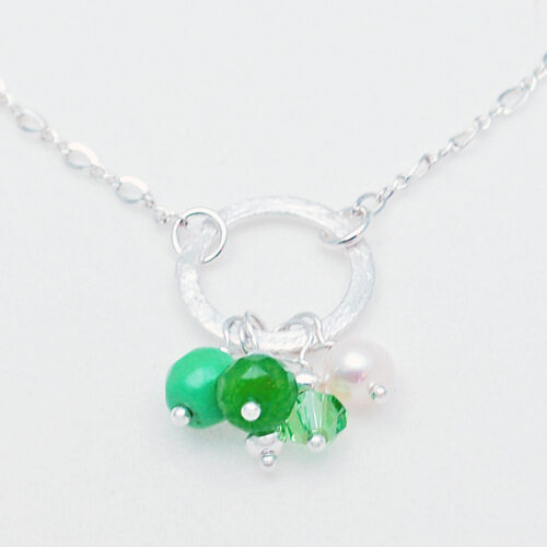 Green turquoise peridot silver necklace