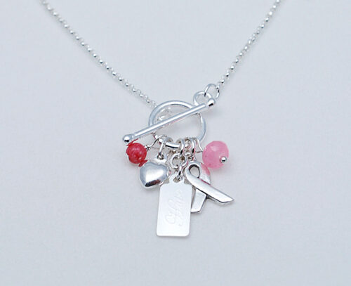 sterling silver breast cancer awareness necklace