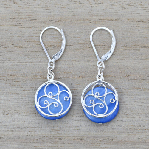 sterling silver blue shell earrings