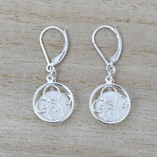 sterling silver while shell earrings