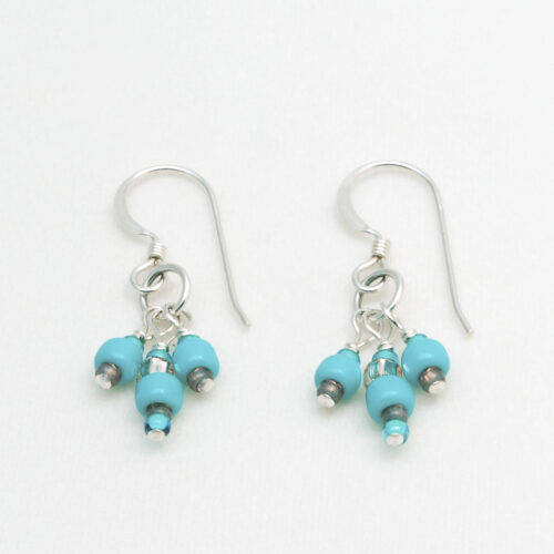 Turquoise Seed Bead Sterling Earrings (RE128)