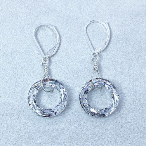 sterling silver crystal cosmic ring earrings