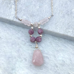 sterling silver rose quartz necklace
