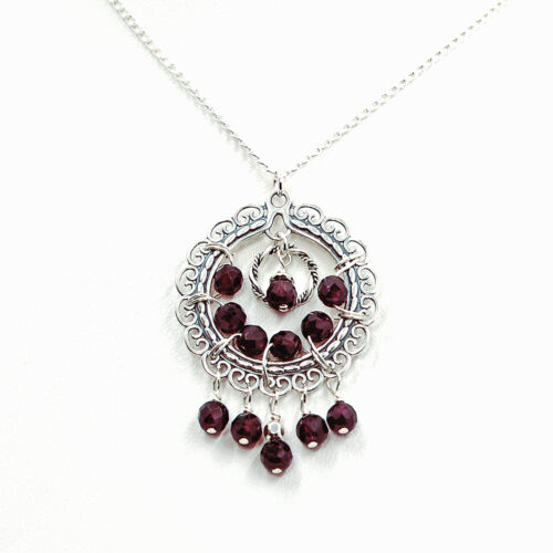 handmade sterling silver garnet necklace