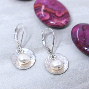 Hammered Freshwater Pearl Earrings