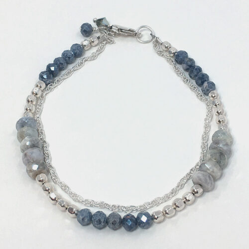 silverite sapphire double silver bracelet