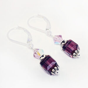 amethyst crystal cube earrings