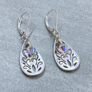 silver crystal filigree earrings