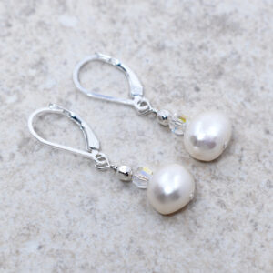 handmade sterling silver freshwater pearl earrings
