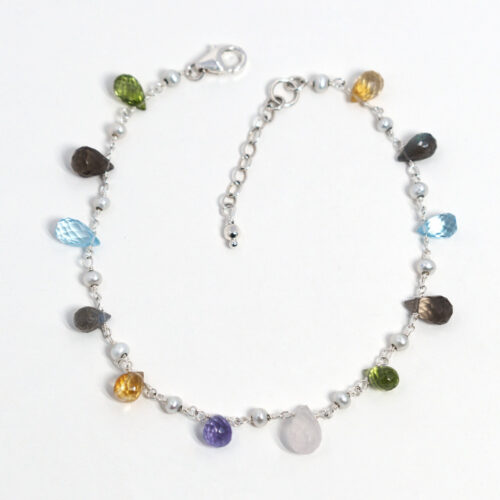 sterling silver multicolor gemstone anklet