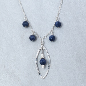 sterling silver sapphire dangle necklace