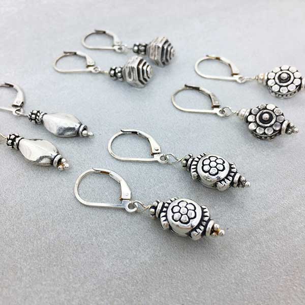 handmade silver bali bead earrings