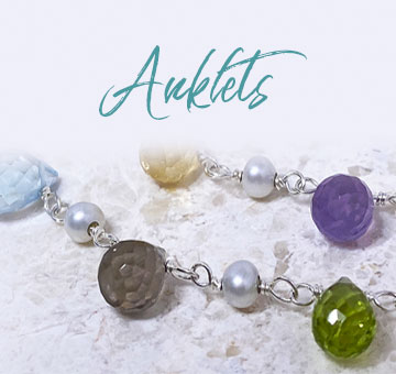 handmade sterling silver gemstone anklets