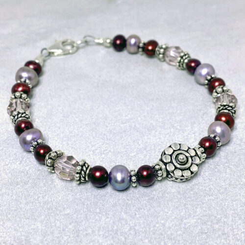 purple fresh water pearl sterling silver bracelet