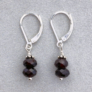 sterling silver garnet bead earrings