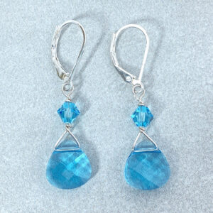 sterling silver aquamarine crystal earrings