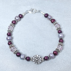 purple fresh water pearl sterling silver bracelet