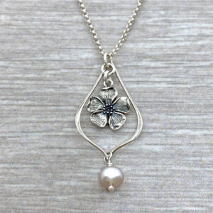 cherry blossom freshwater pearl silver necklace