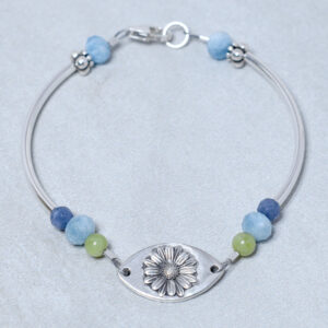 aquamarine sterling silver daisy bracelet