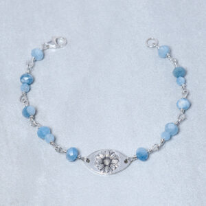 aquamarine silver daisy compassion bracelet