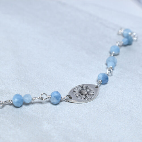 aquamarine silver daisy compassion bracelet