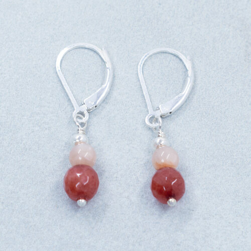 red jade silver earrings
