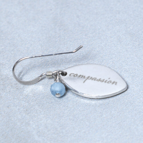 aquamarine silver daisy compassion earrings