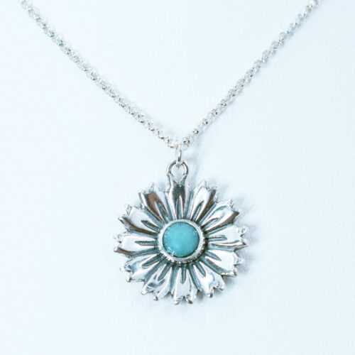 amazonite silver flower pendant