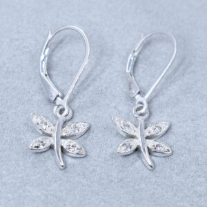 sterling silver cz dragonfly earrings
