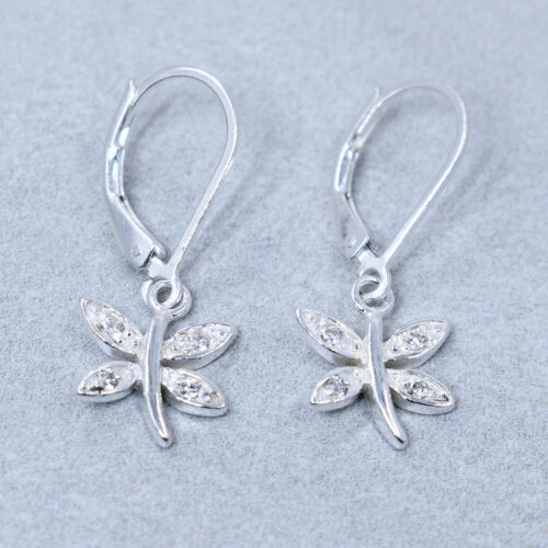 sterling silver cz dragonfly earrings