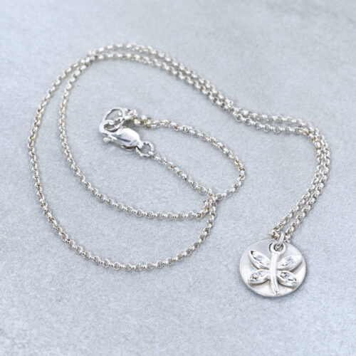 sterling silver cz dragonfly necklace