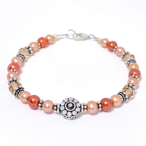 pumpkin freshwater pearl silver bracelet