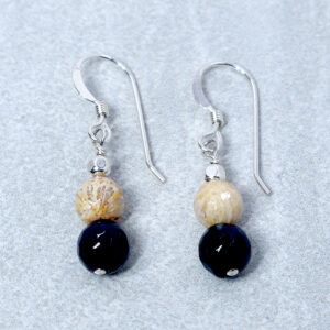 dumortierite silver earrings