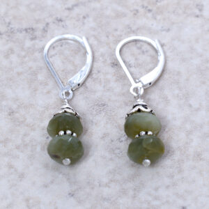 sterling silver green cats eye earrings