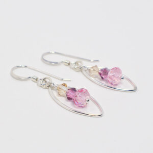 sterling silver pink crystal earrings