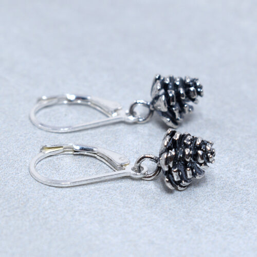 silver pine cone earrings