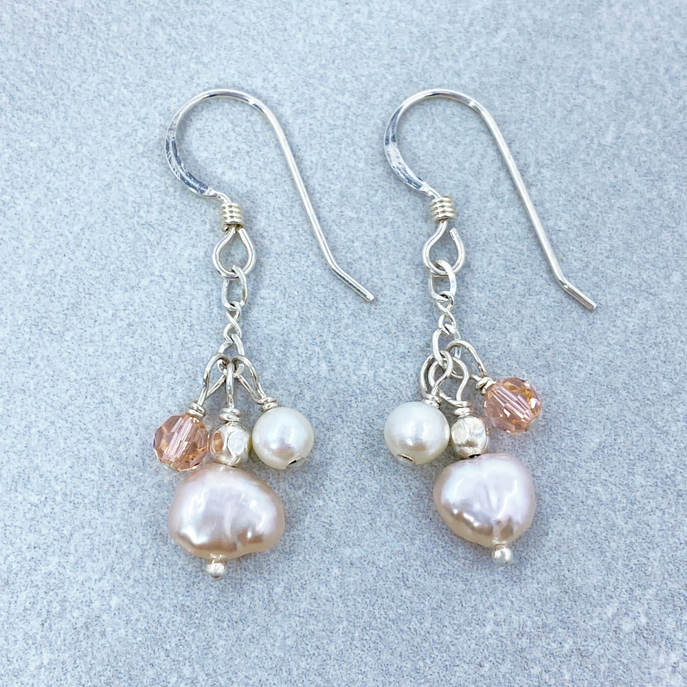 Pale Pink Freshwater Pearl Earrings (PE50) - Delicate Designs