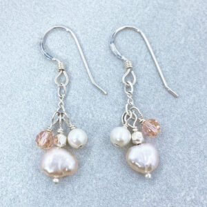 pink freshwater pearl sterling silver earrings