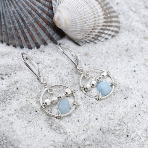 sterlings silver aquamarine earrinsg
