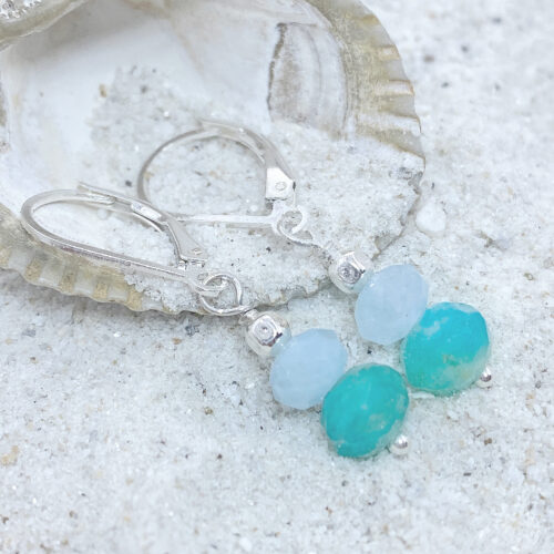 sterling silver amazonite and aquamarine earrings