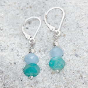 sterling silver amazonite and aquamarine earrings