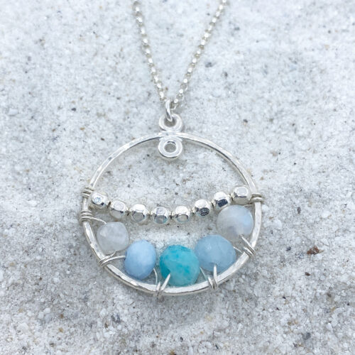sterling silver blue stone pendant necklace