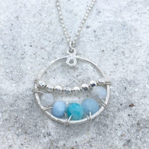 sterling silver blue stone pendant necklace