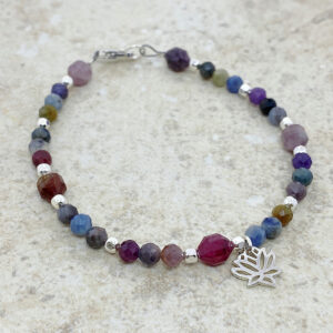 Multi color sapphire lotus bracelet