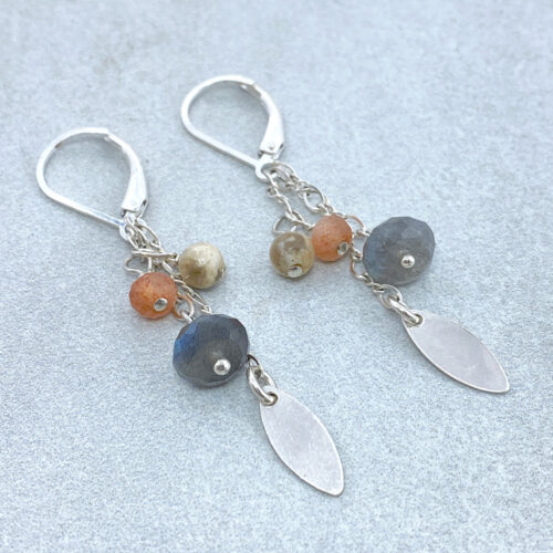 sterling silver labradorite and sunstone earrings