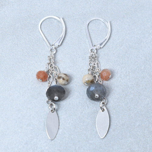 sterling silver labradorite and sunstone earrings