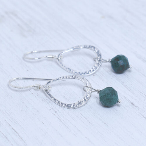 sterling silver chrysocolla hammered earrings