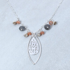 sterling silver labradorite and sunstone necklace